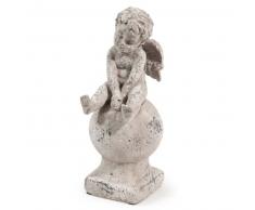 Statuette ange en terre cuite blanche H 28 cm ANGÉLO