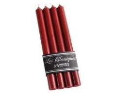 4 bougies longues rouges H 28 cm