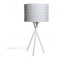 Lampe trépied en métal abat-jour à motifs gris IMRAN