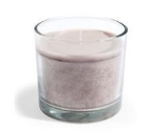 Bougie en verre beige H 8 cm
