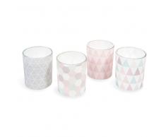 4 bougies en verre pastel GRAPHIQUE
