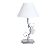 Lampe de chevet métal et abat-jour en tissu blanche H 38 cm CLAUDIE