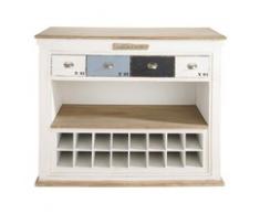 Meuble de bar avec tiroirs en bois blanc effet vieilli L 129 cm Molene