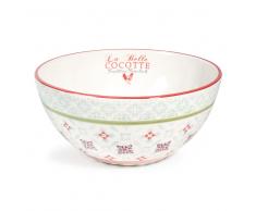 Saladier en faïence rouge et blanc COCOTTE