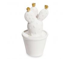 Statuette cactus en céramique blanche H.8cm GOLDEN FLOWER