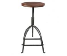 Tabouret indus en bois de sheesham massif et métal Industry