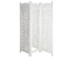 Paravent blanc 3 vantaux et miroir SARANYA