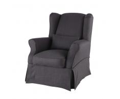 Housse de fauteuil en lin anthracite Cottage