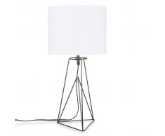 Lampe filaire en métal noir et abat-jour blanc LOOLAN