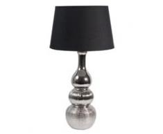 Lampe en céramique argent et abat-jour en tissu noir H 36 cm CARTHAGE MUSEUM