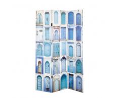 Paravent imprimé en bois bleues L 120 cm GABES