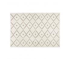 Tapis en laine et tissu blanc à motifs 140x200cm KLAMA