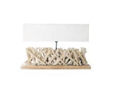 Lampe en bois flotté et abat-jour en tissu H 16 cm FJORD