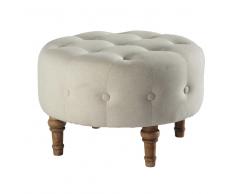 Pouf repose-pieds capitonné en coton écru COLETTE