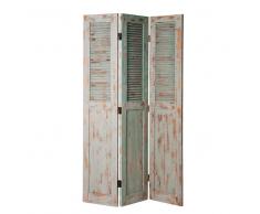 Paravent en bois massif bleu effet vieilli L 120 cm Porquerolles