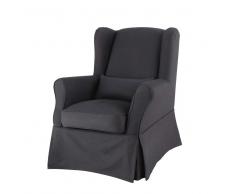 Housse de fauteuil en coton anthracite Cottage