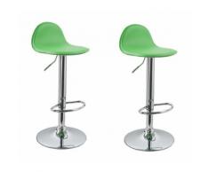 Lot de 2 Tabourets de bar design simili cuir dossier vert - HELLOSHOP26