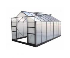Serre de jardin 13,2m² anthracite polycarbonate 4mm + embase Green Protect