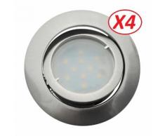 Lot de 4 Spot Led Encastrable Complete Satin Orientable lumière Blanc Neutre eq. 50W