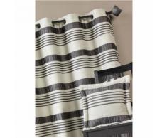 Double Rideau Jacquard Rayures Satinées Gris 140 x 260 cm - HOMEMAISON