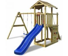 vidaXL Portique en bois avec échelle, glissoire et balançoire