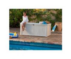 Coffre en résine aspect bois ROCKWOOD 570L - Blanc - CHALET & JARDIN