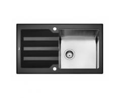 TEKA Cuve Lux 1 égouttoir 86 verre noir et inox poli