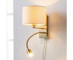 Applique textile Florens laiton ancien abat-jour tissu bras flexible LED liseuse - LAMPENWELT