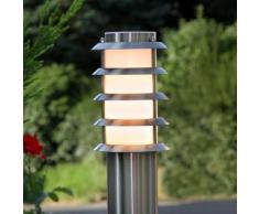 Borne lumineuse Selina inox cadre ajouré lampe d'extérieur inox moderne - LAMPENWELT