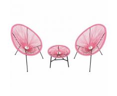 Ensemble de 2 fauteuils oeuf + table ACAPULCO rose - HAPPY GARDEN