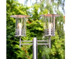 Lampadaire Miko candélabre 2 ampoules inox jardin parc - LAMPENWELT