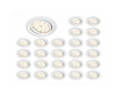 LOT DE 25 SPOT LED ENCASTRABLE COMPLETE ORIENTABLE BLANC AVEC AMPOULE GU10 230V eq. 50W, BLANC CHAUD