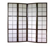 Paravent 4 panneaux pans en bois noir et papier riz 175x176cm - DéCOSHOP26