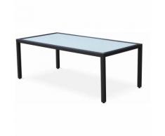Table de jardin 200cm salon en résine tressée 8 personnes Noire - ALICE'S GARDEN