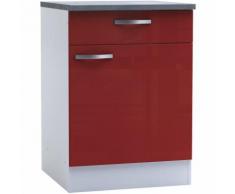 Meuble bas de cuisine 1 porte 1 tiroir 60cm - coloris rouge brillant - M&S