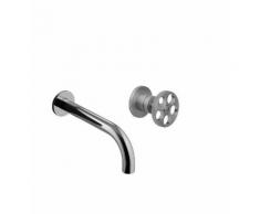 MITIGEUR pour lavabo mural avec plaque de finition OTTONE MELODA CENTURY 90690 | nickel brossé