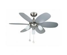 Ventilateur de plafond 92 Cm pales reversible argentées et érable 3 spot orientables - LBA HOME