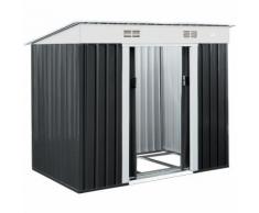 Abri de jardin métal 3,35m³ - Cabane de jardin - Rangement vélos/outils - Gris - DEUBA