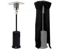 Parasol chauffant OSLO - chauffage d'extérieur gaz - acier noir + housse de protection