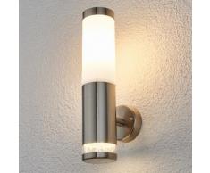 Applique d'extérieur Binka cylindrique moderne inox matériau synthétique blanc - LAMPENWELT