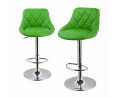 Lot de 2 tabourets de bar confortable simili-cuir vert - DéCOSHOP26