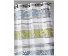 Voilage en organza à rayures et motifs feuilles Acqua 140 x 240 cm - HOMEMAISON