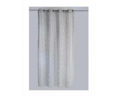 Voilage Effet Lin à Rayures Verticales Tissées Gris 140 x 240 cm - HOMEMAISON