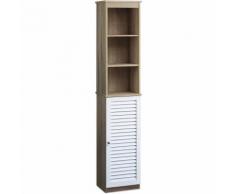 Colonne de salle de bain - 6 étagères et portes - Meuble rangement armoire haute - DEUBA