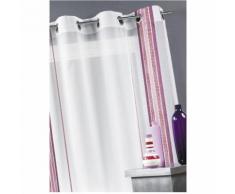 Voilage fantaisie tissé rayure verticale Bois de Rose 145 x 260 cm - HOMEMAISON