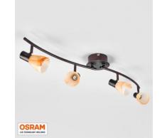 Plafonnier LED Duena plafonnier salon ambré verre Osram blanc chaud - LAMPENWELT