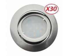 Lot de 30 Spot Led Encastrable Complete Satin Orientable lumière Blanc Neutre eq. 50W