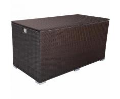Coffre de rangement ALERIA XL en résine tressée chocolat - intérieur écru - HAPPY GARDEN