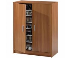 Armoire à chaussures ADEL avec 2 portes et 6 étageres ( 30 paires ), coloris châtaignier clair -