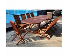 Lubok: Salon de jardin Teck huilé 12/14 pers - Table ovale + 10 chaises - CONCEPT-USINE